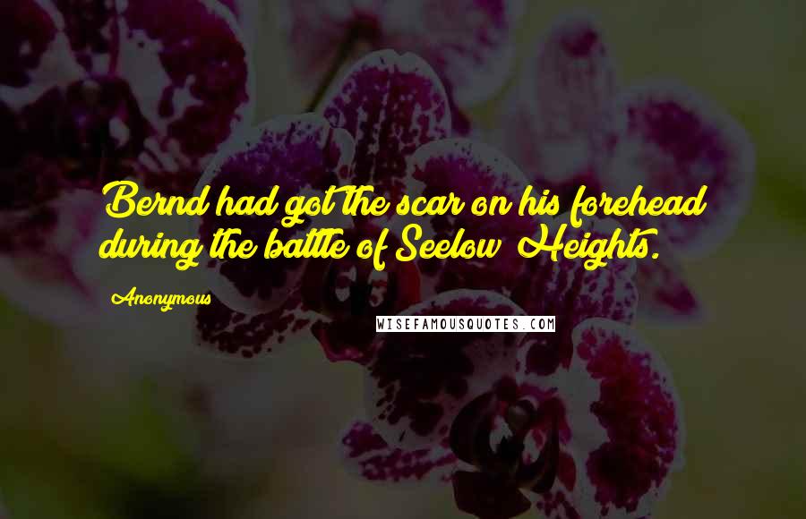 Anonymous Quotes: Bernd had got the scar on his forehead during the battle of Seelow Heights.