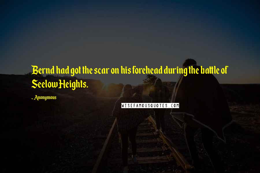 Anonymous Quotes: Bernd had got the scar on his forehead during the battle of Seelow Heights.