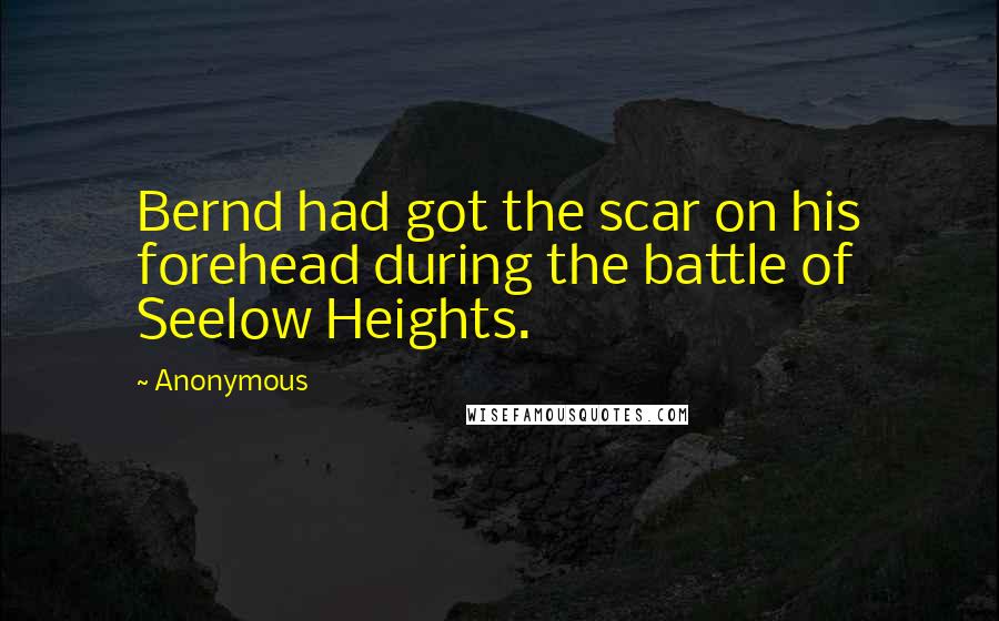 Anonymous Quotes: Bernd had got the scar on his forehead during the battle of Seelow Heights.