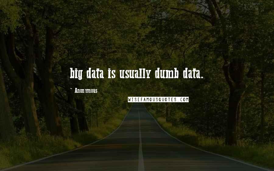 Anonymous Quotes: big data is usually dumb data.