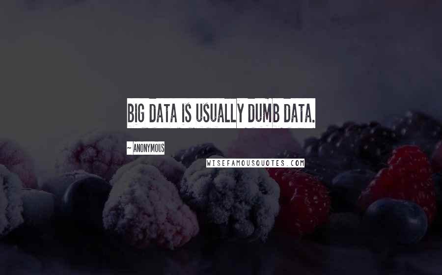 Anonymous Quotes: big data is usually dumb data.