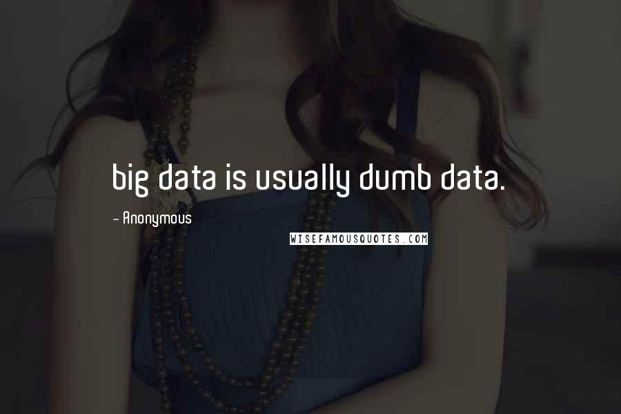 Anonymous Quotes: big data is usually dumb data.