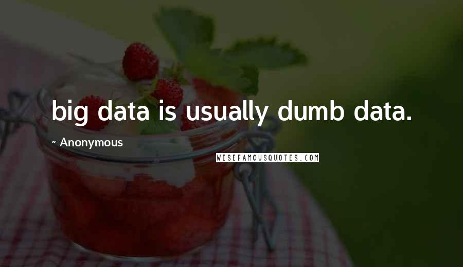 Anonymous Quotes: big data is usually dumb data.