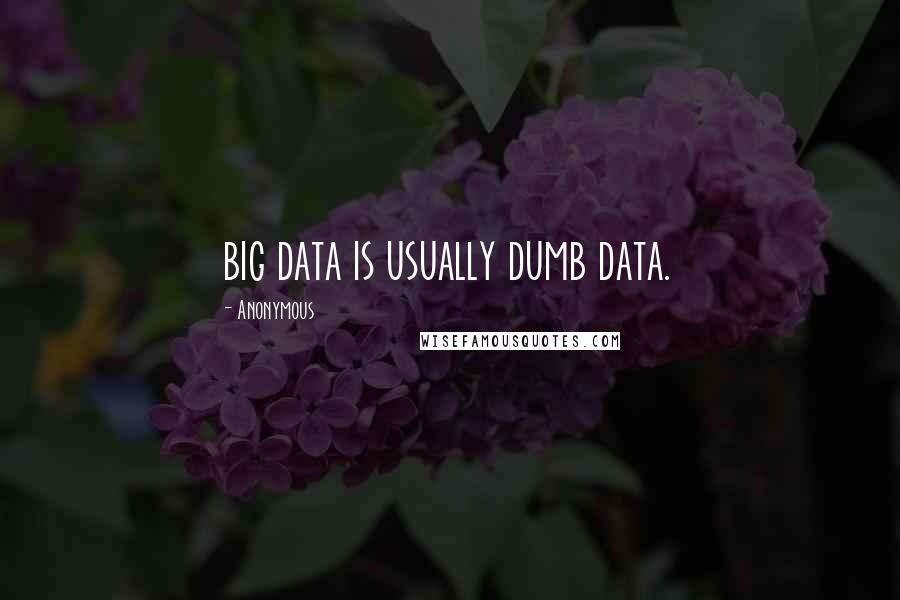 Anonymous Quotes: big data is usually dumb data.