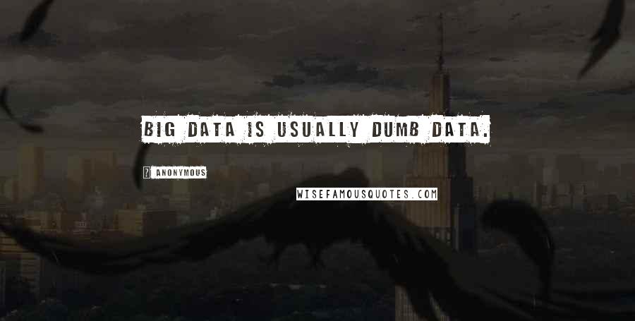 Anonymous Quotes: big data is usually dumb data.