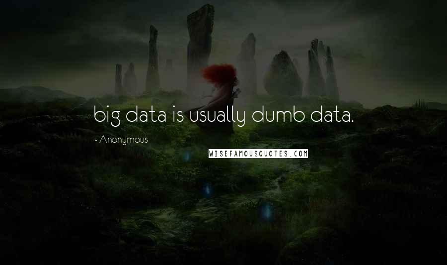 Anonymous Quotes: big data is usually dumb data.