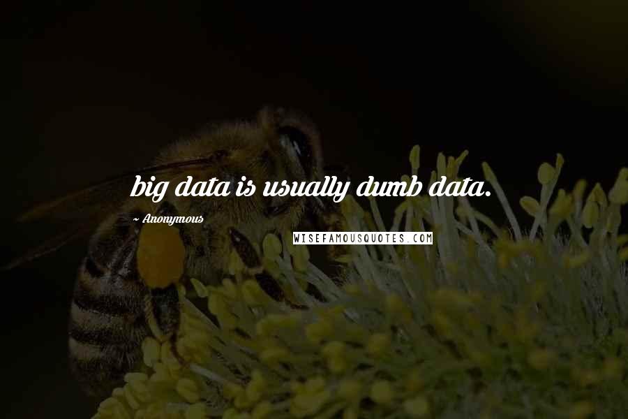 Anonymous Quotes: big data is usually dumb data.