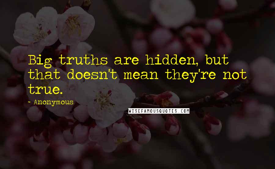 Anonymous Quotes: Big truths are hidden, but that doesn't mean they're not true.