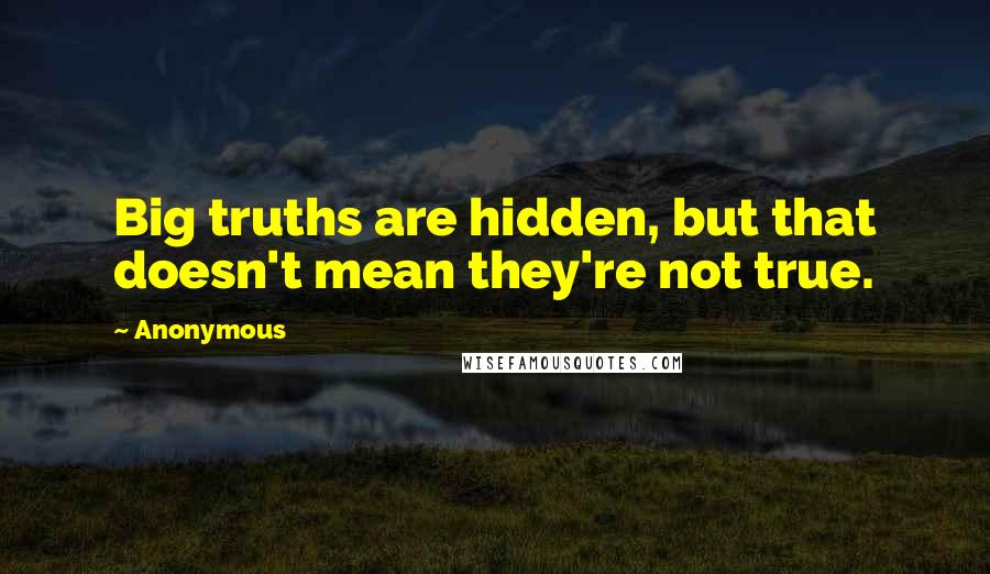 Anonymous Quotes: Big truths are hidden, but that doesn't mean they're not true.