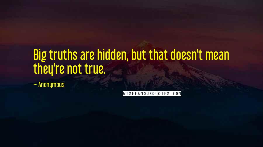 Anonymous Quotes: Big truths are hidden, but that doesn't mean they're not true.