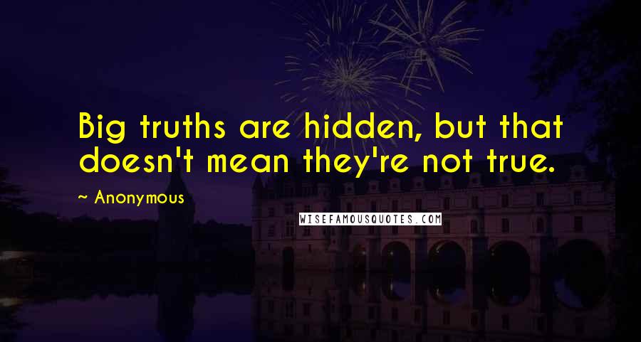 Anonymous Quotes: Big truths are hidden, but that doesn't mean they're not true.