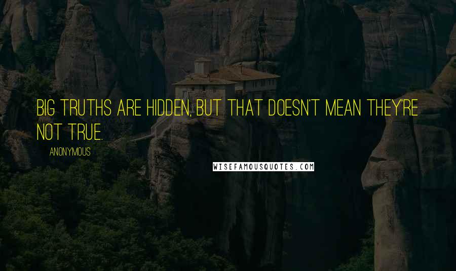 Anonymous Quotes: Big truths are hidden, but that doesn't mean they're not true.