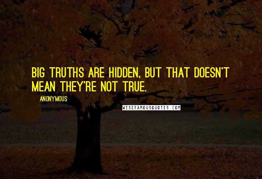 Anonymous Quotes: Big truths are hidden, but that doesn't mean they're not true.
