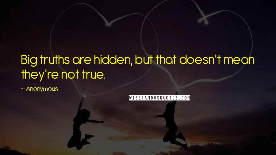 Anonymous Quotes: Big truths are hidden, but that doesn't mean they're not true.