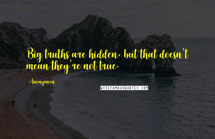 Anonymous Quotes: Big truths are hidden, but that doesn't mean they're not true.