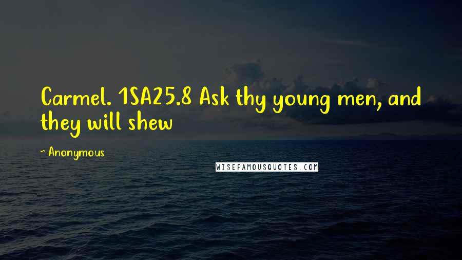 Anonymous Quotes: Carmel. 1SA25.8 Ask thy young men, and they will shew