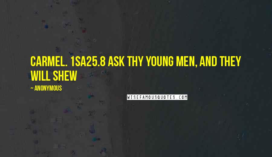 Anonymous Quotes: Carmel. 1SA25.8 Ask thy young men, and they will shew