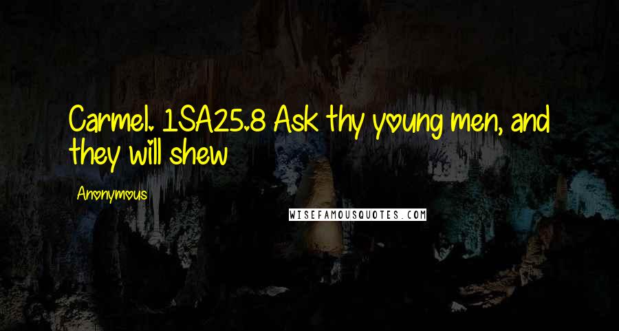 Anonymous Quotes: Carmel. 1SA25.8 Ask thy young men, and they will shew