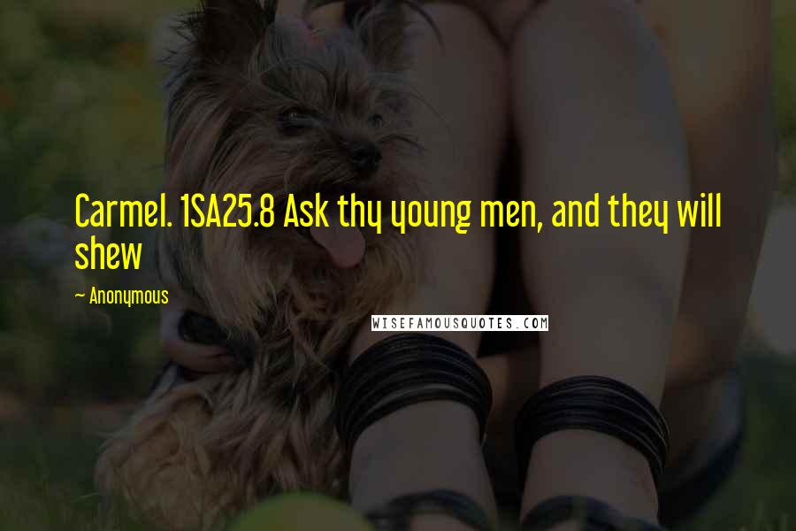 Anonymous Quotes: Carmel. 1SA25.8 Ask thy young men, and they will shew