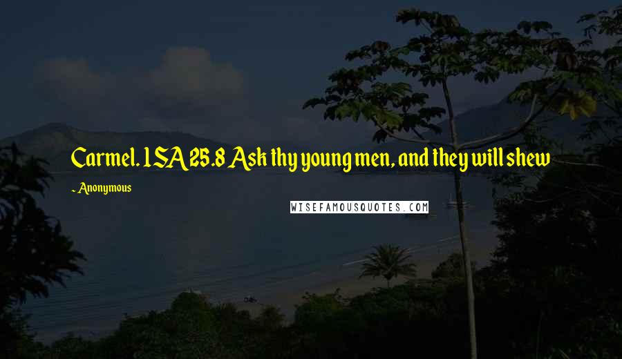 Anonymous Quotes: Carmel. 1SA25.8 Ask thy young men, and they will shew