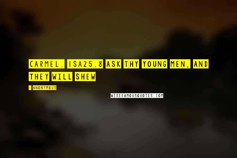 Anonymous Quotes: Carmel. 1SA25.8 Ask thy young men, and they will shew