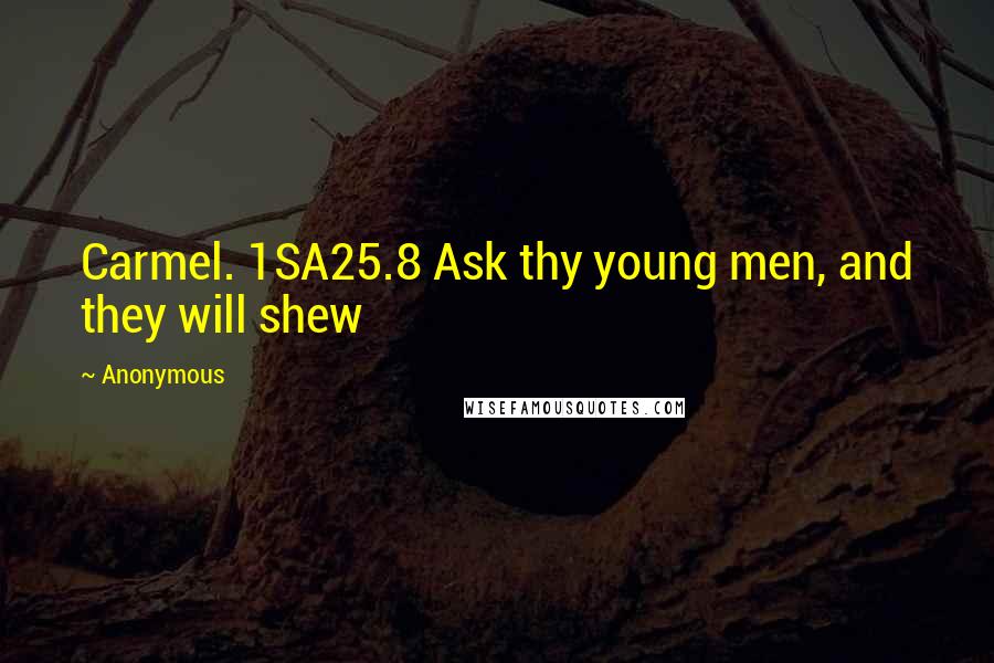 Anonymous Quotes: Carmel. 1SA25.8 Ask thy young men, and they will shew