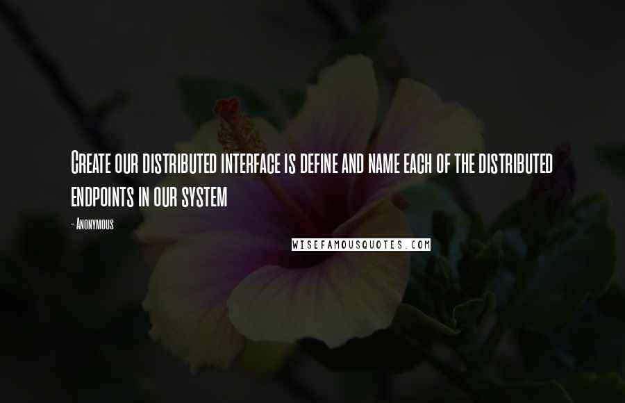 Anonymous Quotes: Create our distributed interface is define and name each of the distributed endpoints in our system