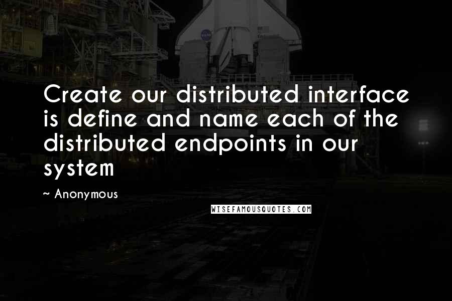 Anonymous Quotes: Create our distributed interface is define and name each of the distributed endpoints in our system