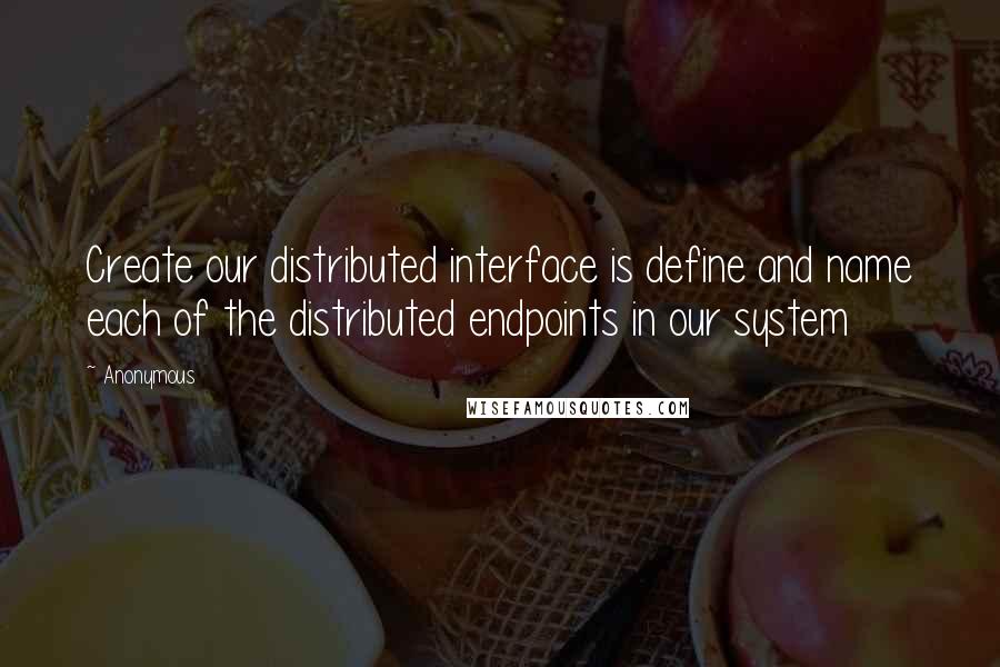 Anonymous Quotes: Create our distributed interface is define and name each of the distributed endpoints in our system