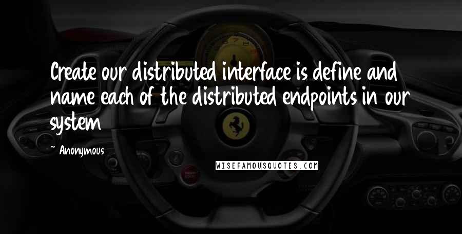 Anonymous Quotes: Create our distributed interface is define and name each of the distributed endpoints in our system