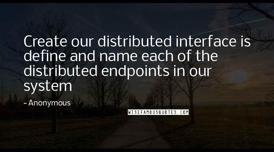 Anonymous Quotes: Create our distributed interface is define and name each of the distributed endpoints in our system