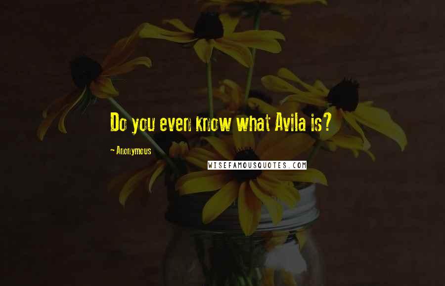 Anonymous Quotes: Do you even know what Avila is?