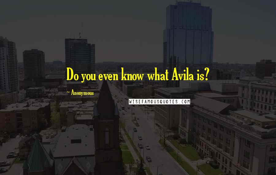 Anonymous Quotes: Do you even know what Avila is?