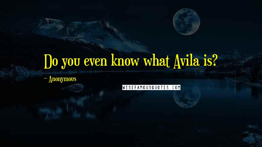 Anonymous Quotes: Do you even know what Avila is?