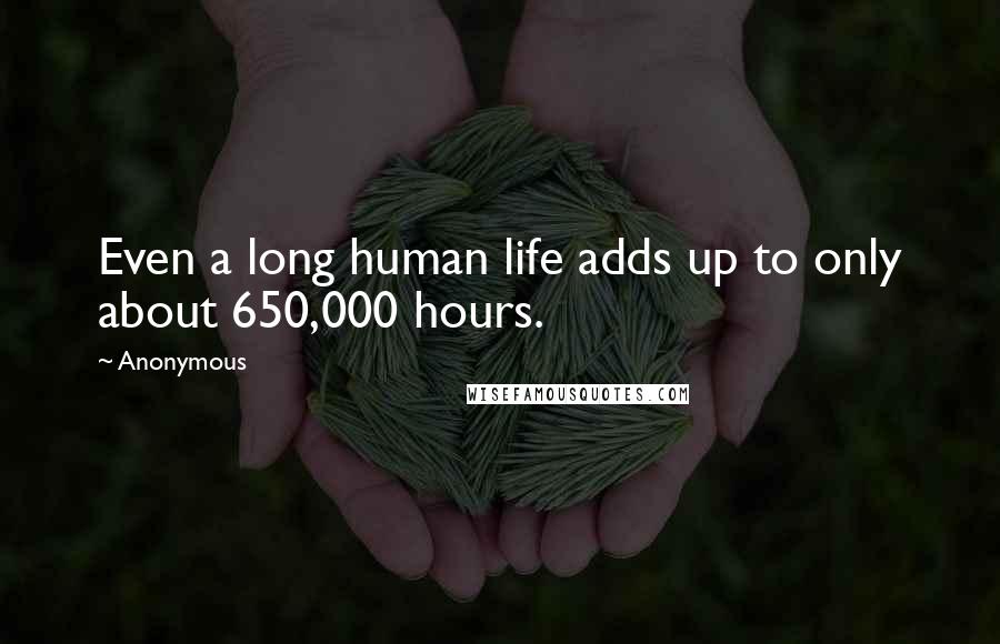 Anonymous Quotes: Even a long human life adds up to only about 650,000 hours.