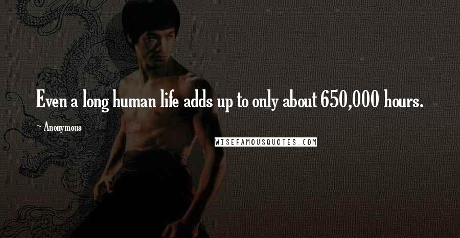 Anonymous Quotes: Even a long human life adds up to only about 650,000 hours.