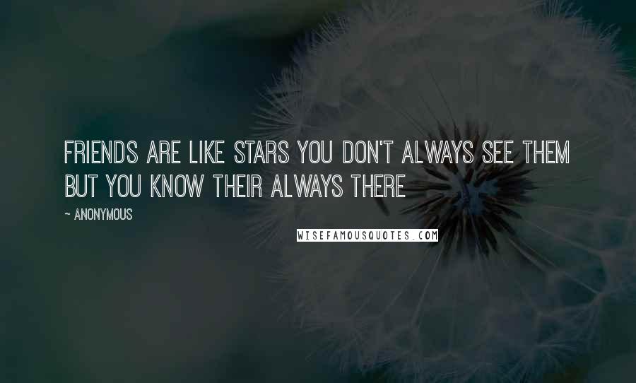 Anonymous Quotes: Friends are like stars you don't always see them but you know their always there