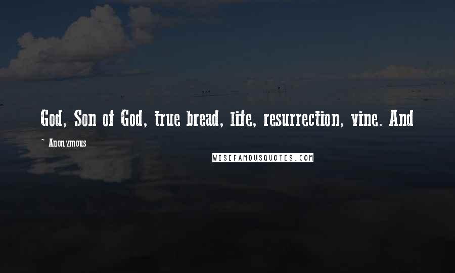 Anonymous Quotes: God, Son of God, true bread, life, resurrection, vine. And