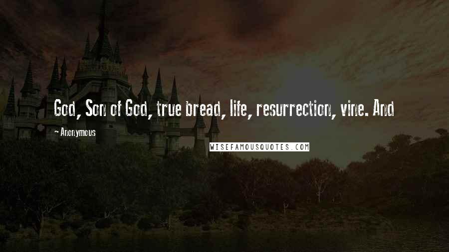 Anonymous Quotes: God, Son of God, true bread, life, resurrection, vine. And