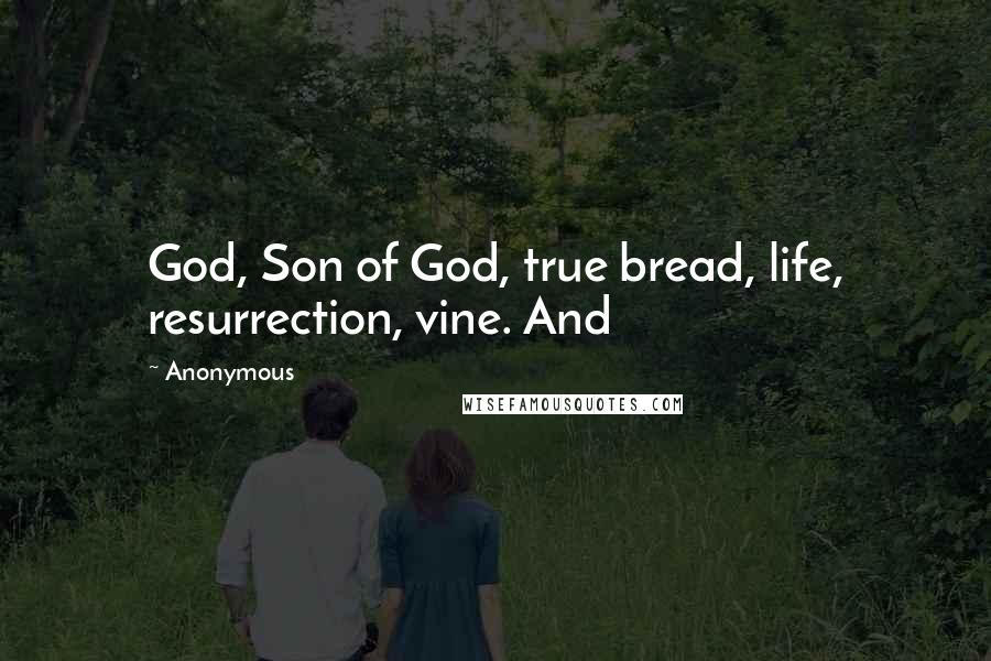 Anonymous Quotes: God, Son of God, true bread, life, resurrection, vine. And