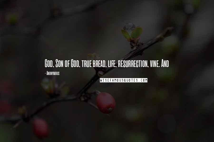 Anonymous Quotes: God, Son of God, true bread, life, resurrection, vine. And