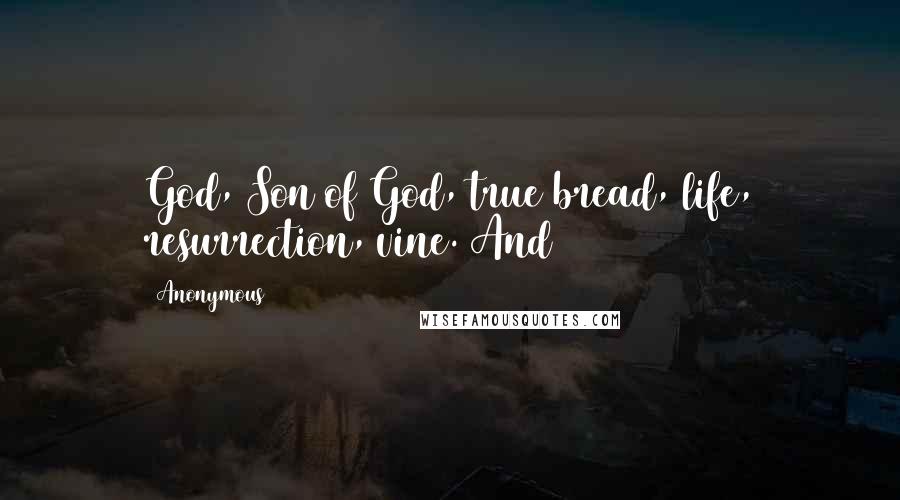 Anonymous Quotes: God, Son of God, true bread, life, resurrection, vine. And