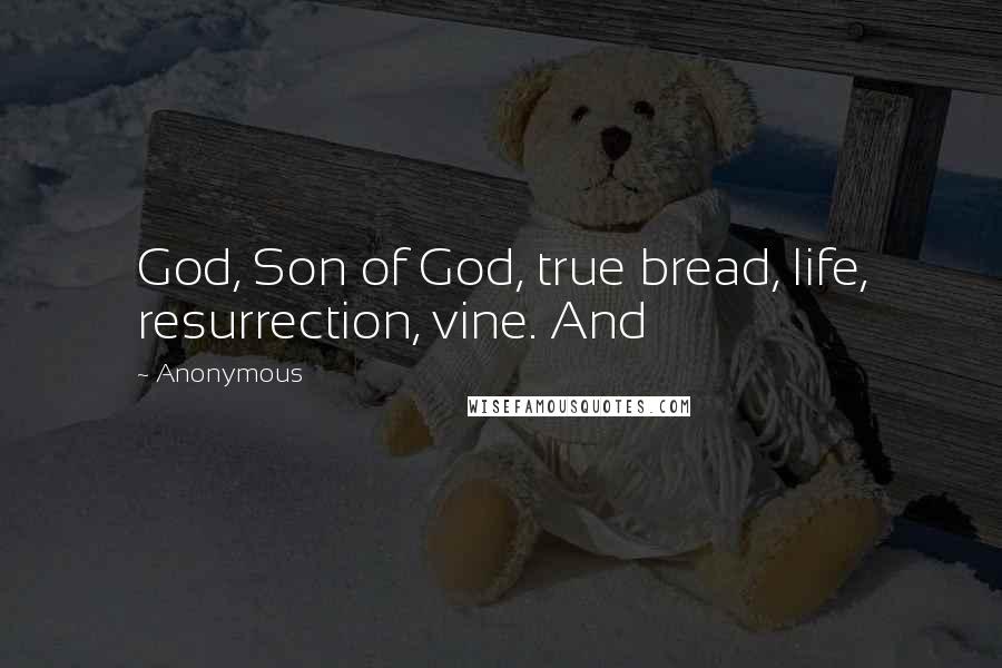 Anonymous Quotes: God, Son of God, true bread, life, resurrection, vine. And