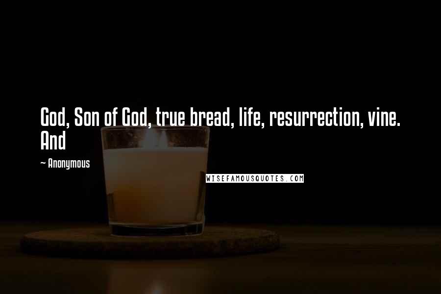 Anonymous Quotes: God, Son of God, true bread, life, resurrection, vine. And