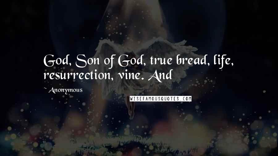 Anonymous Quotes: God, Son of God, true bread, life, resurrection, vine. And