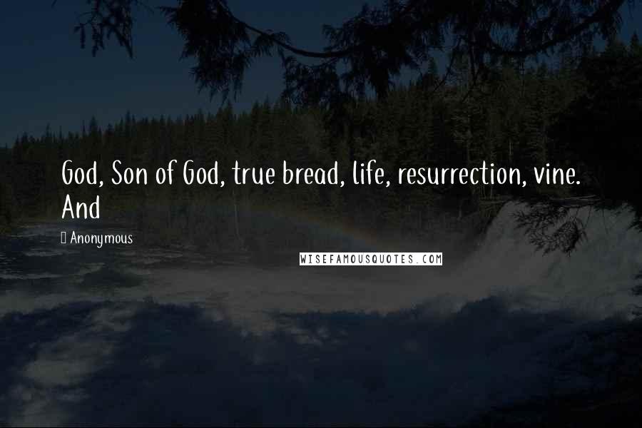 Anonymous Quotes: God, Son of God, true bread, life, resurrection, vine. And