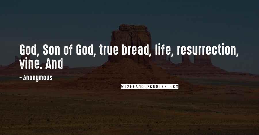 Anonymous Quotes: God, Son of God, true bread, life, resurrection, vine. And