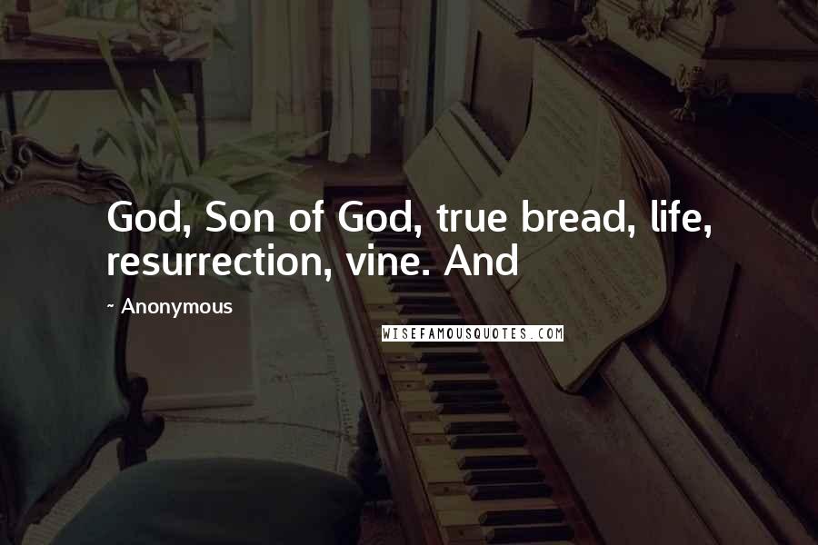 Anonymous Quotes: God, Son of God, true bread, life, resurrection, vine. And