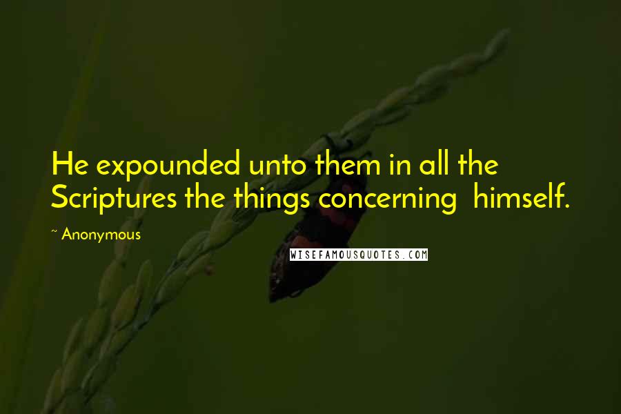 Anonymous Quotes: He expounded unto them in all the Scriptures the things concerning  himself.