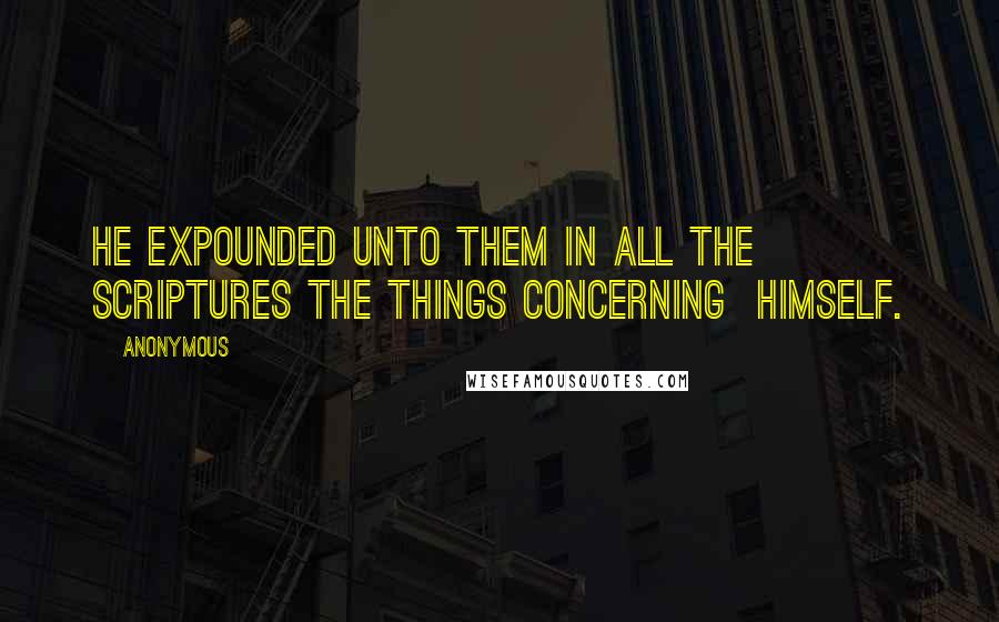 Anonymous Quotes: He expounded unto them in all the Scriptures the things concerning  himself.